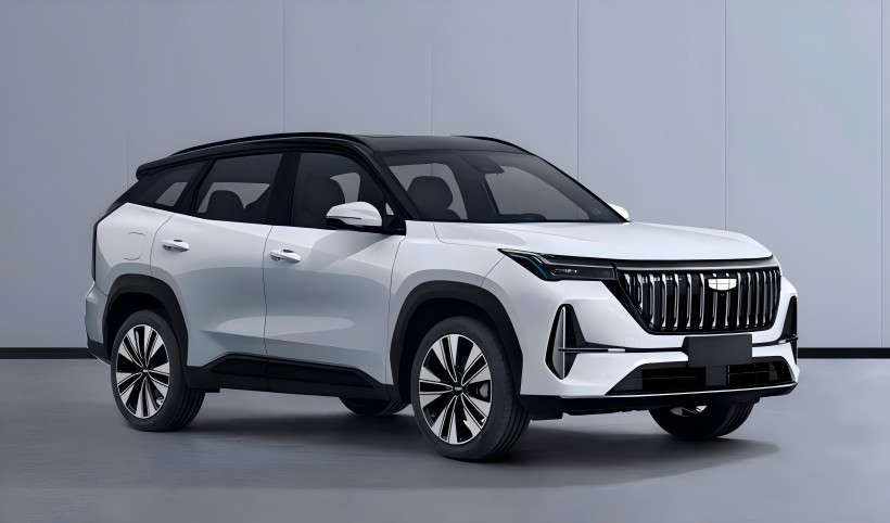 Obrázky upútavky z Geely's New Boyue L Vydané, nastavené tak, aby obsahovali technologický systém AI v plnom dome
